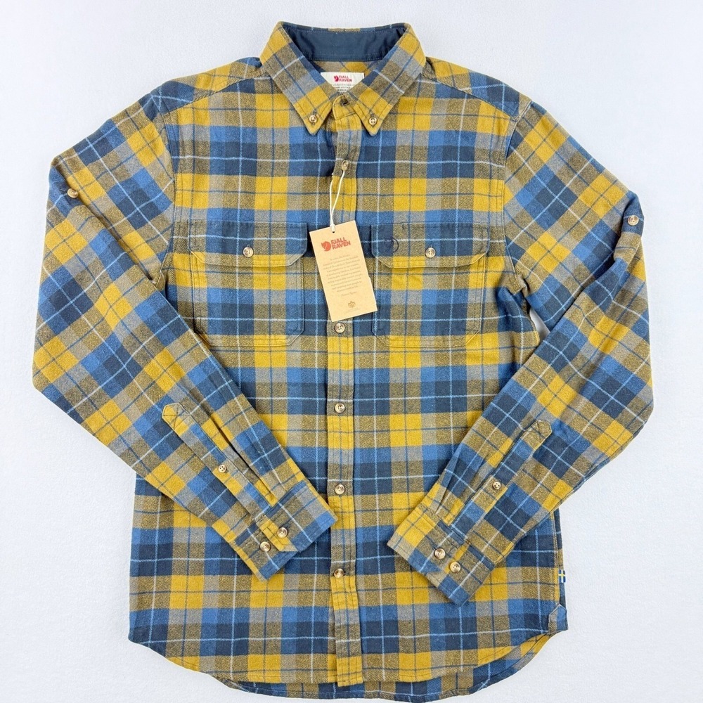 Fjallraven Singi Heavyweight Flannel Shirt Size S Mens Navy /‎ Brown, NWT